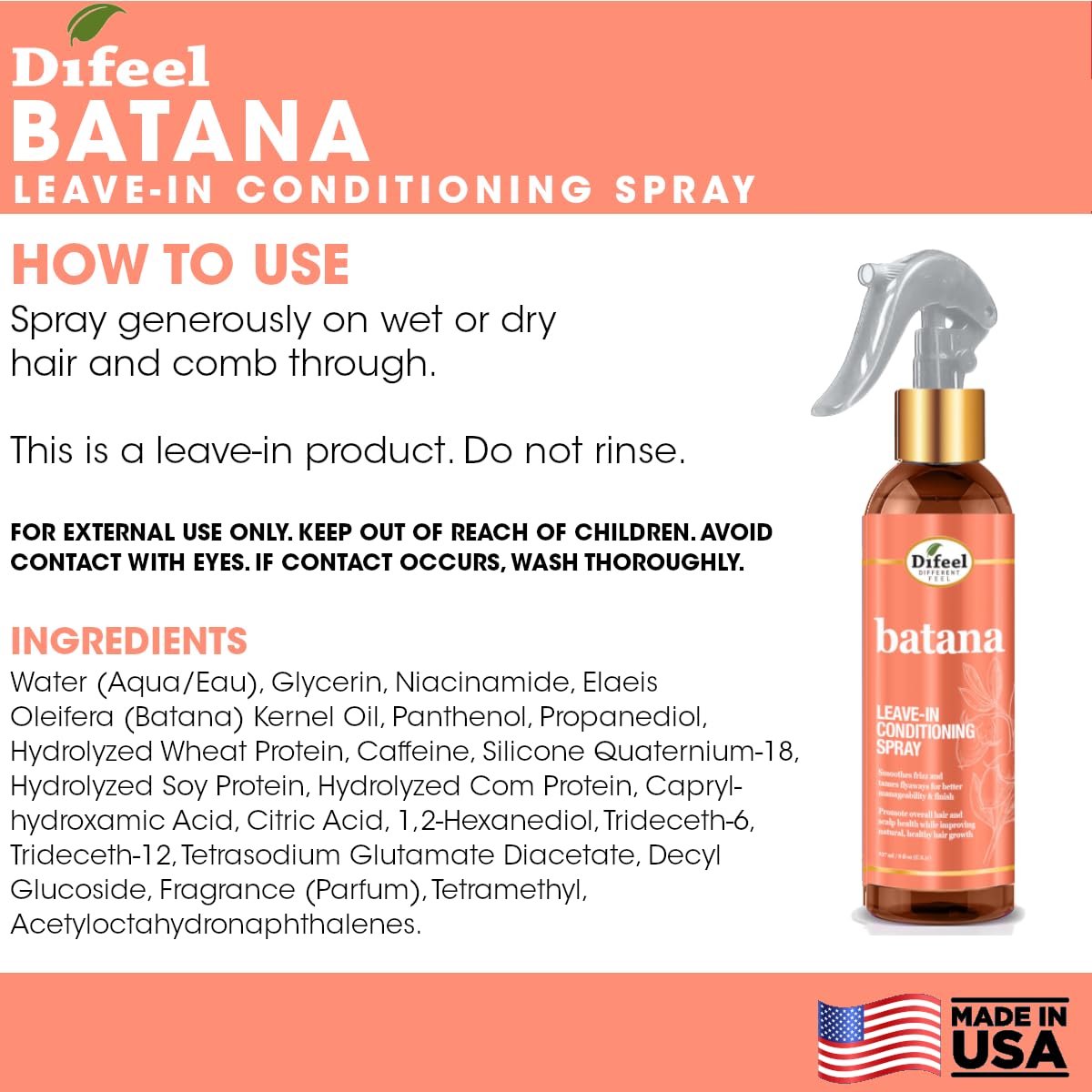 Difeel size comparison with common items highlighting the handy 8 oz bottle