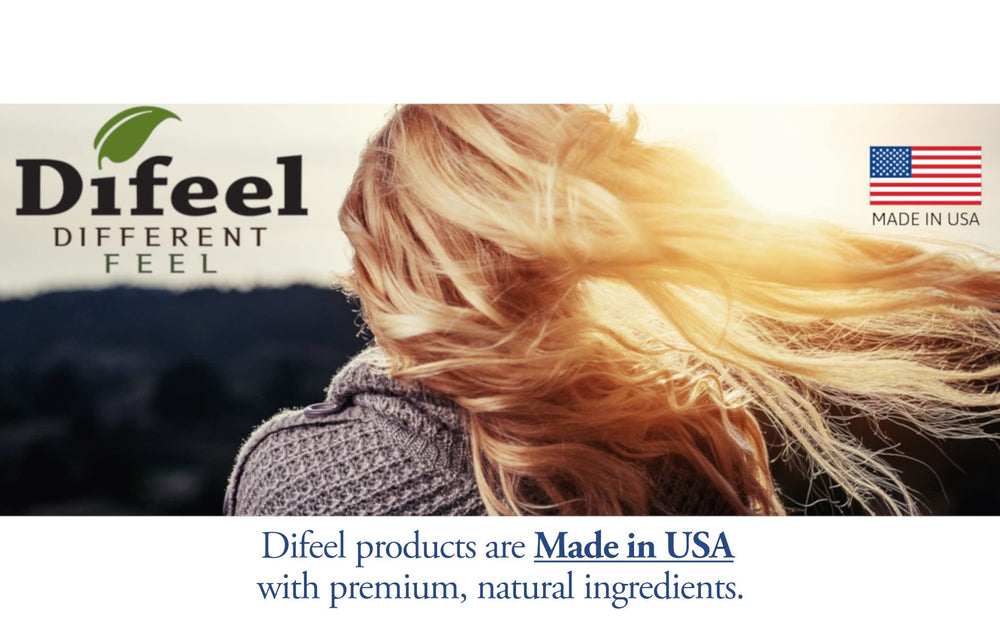 Difeel styled hair before and after visualizing improved sheen benefit