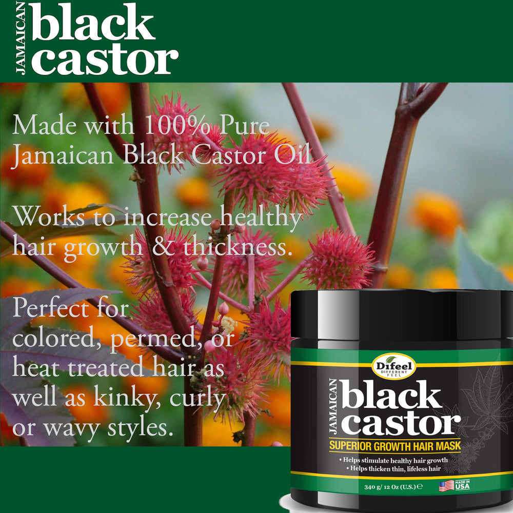 Difeel open jar showing thick Jamaican black castor texture for deep moisture