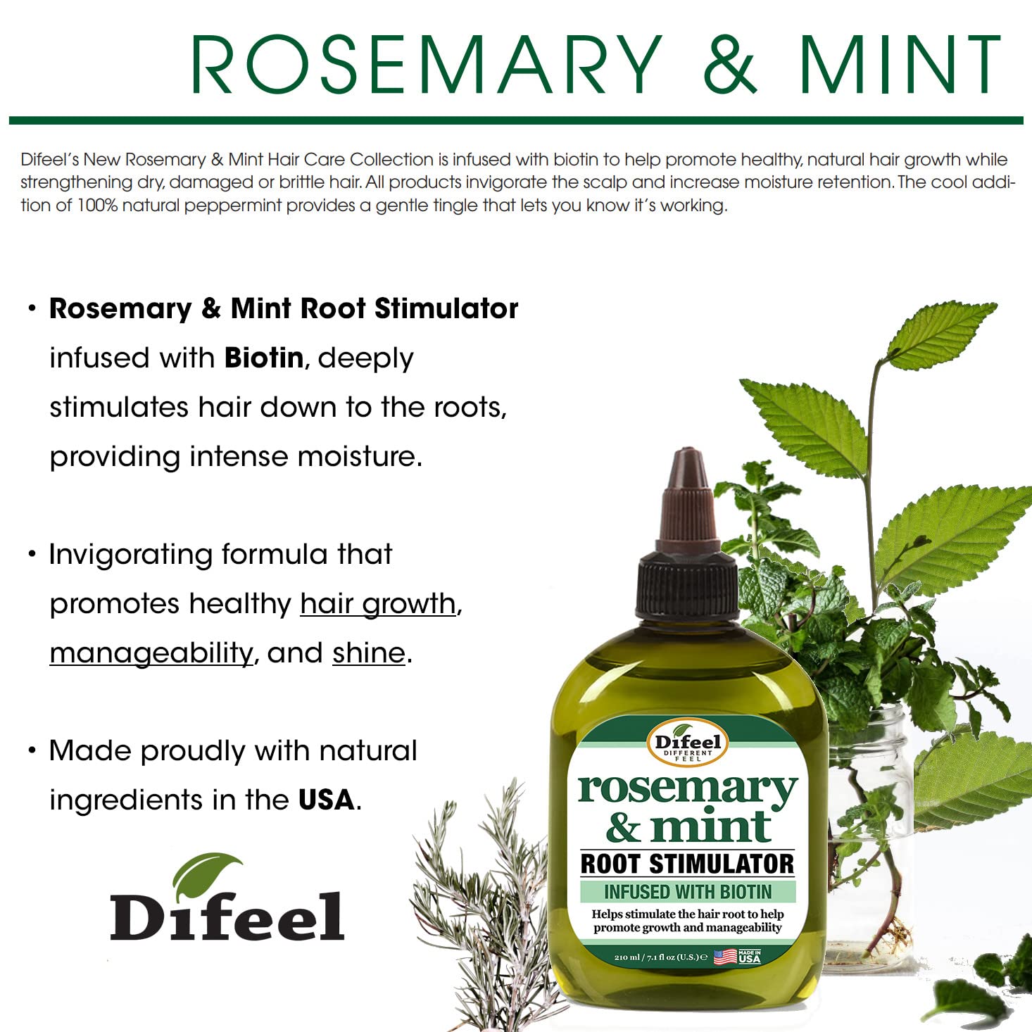 Difeel label close-up highlighting biotin and ingredient benefits