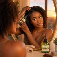 Difeel before and after hair ends comparison showing reduced dryness and shine