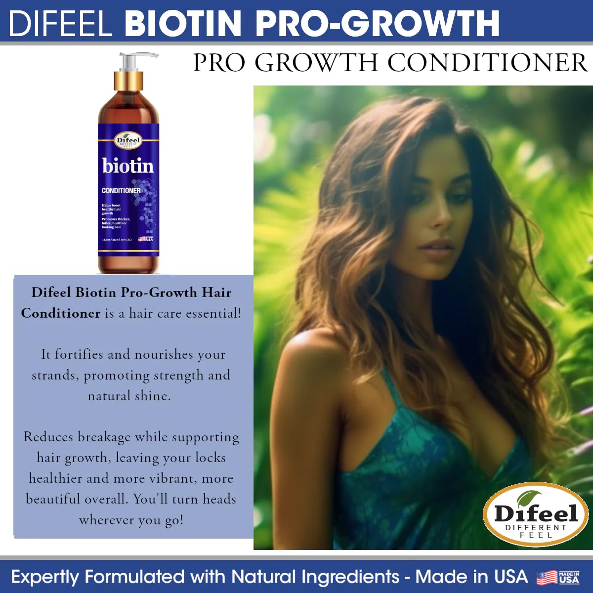 Difeel conditioner texture close-up showing creamy formula for detangling
