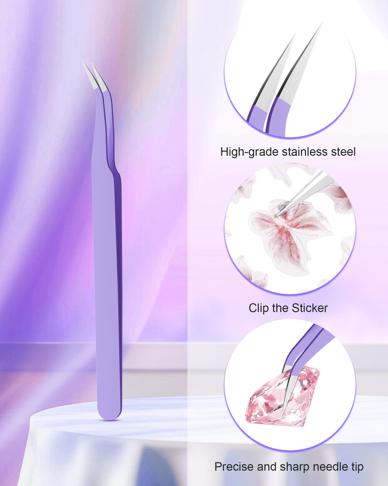 Difenni dual-ended tool held in hand for precise gem placement