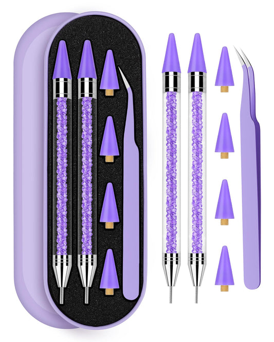 Difenni front view of purple rhinestone tool set, organized and portable