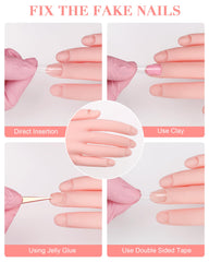 Difenni mannequin hand holding acrylic tips ready for nail practice