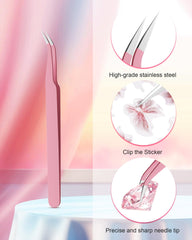 Difenni stainless-steel tweezer detail illustrating accurate gripping for tiny gems