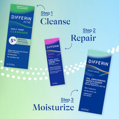 Differin apply to face demonstration showing gentle massage reduces excess oil