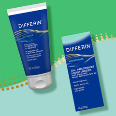 Differin cleanser staged in bathroom routine showing compatibility with daily skincare benefit