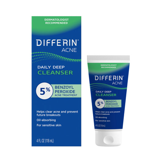 Differin front packaging showing 4 oz bottle beneficial for daily acne care