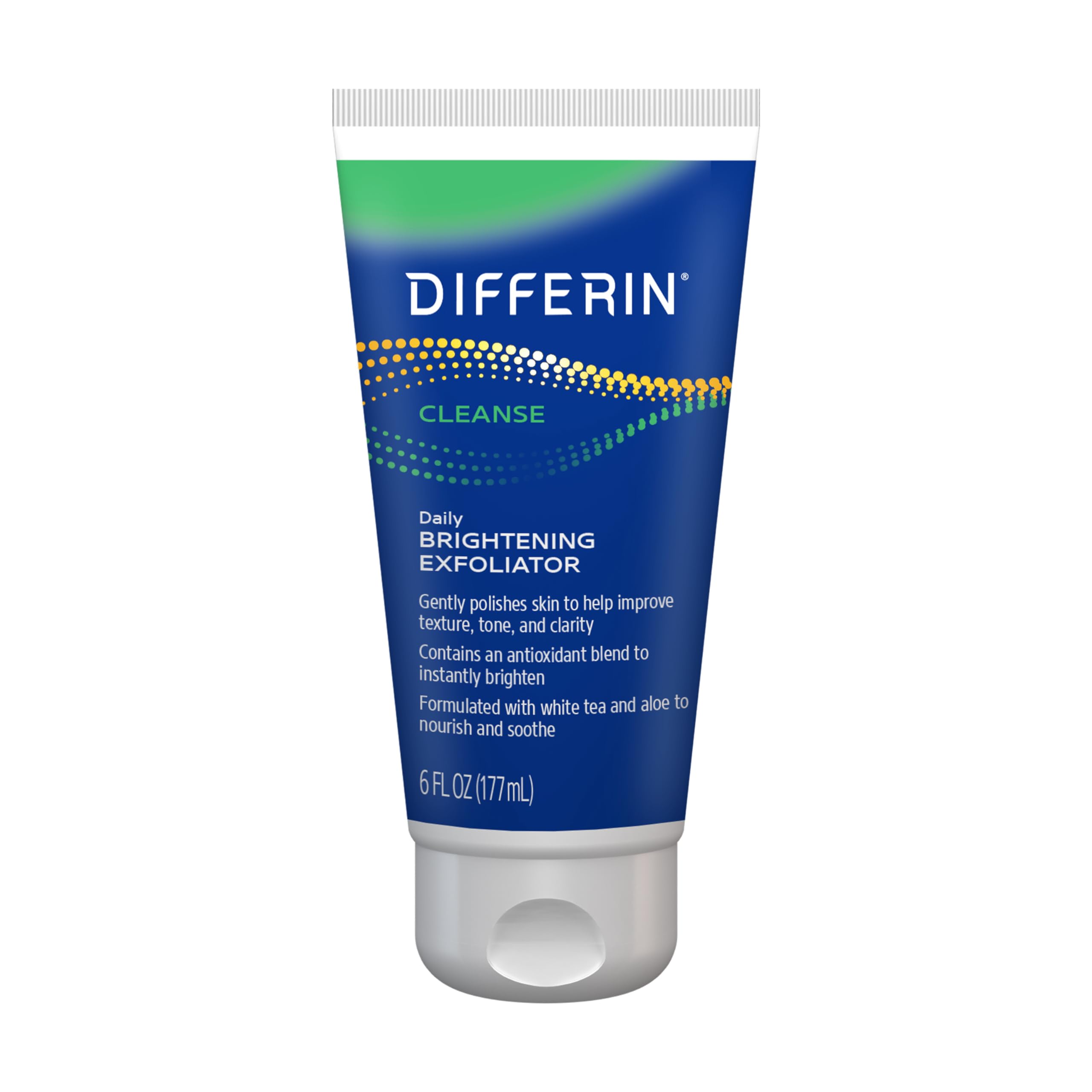 Differin front tube showing label and product benefit for brighter skin