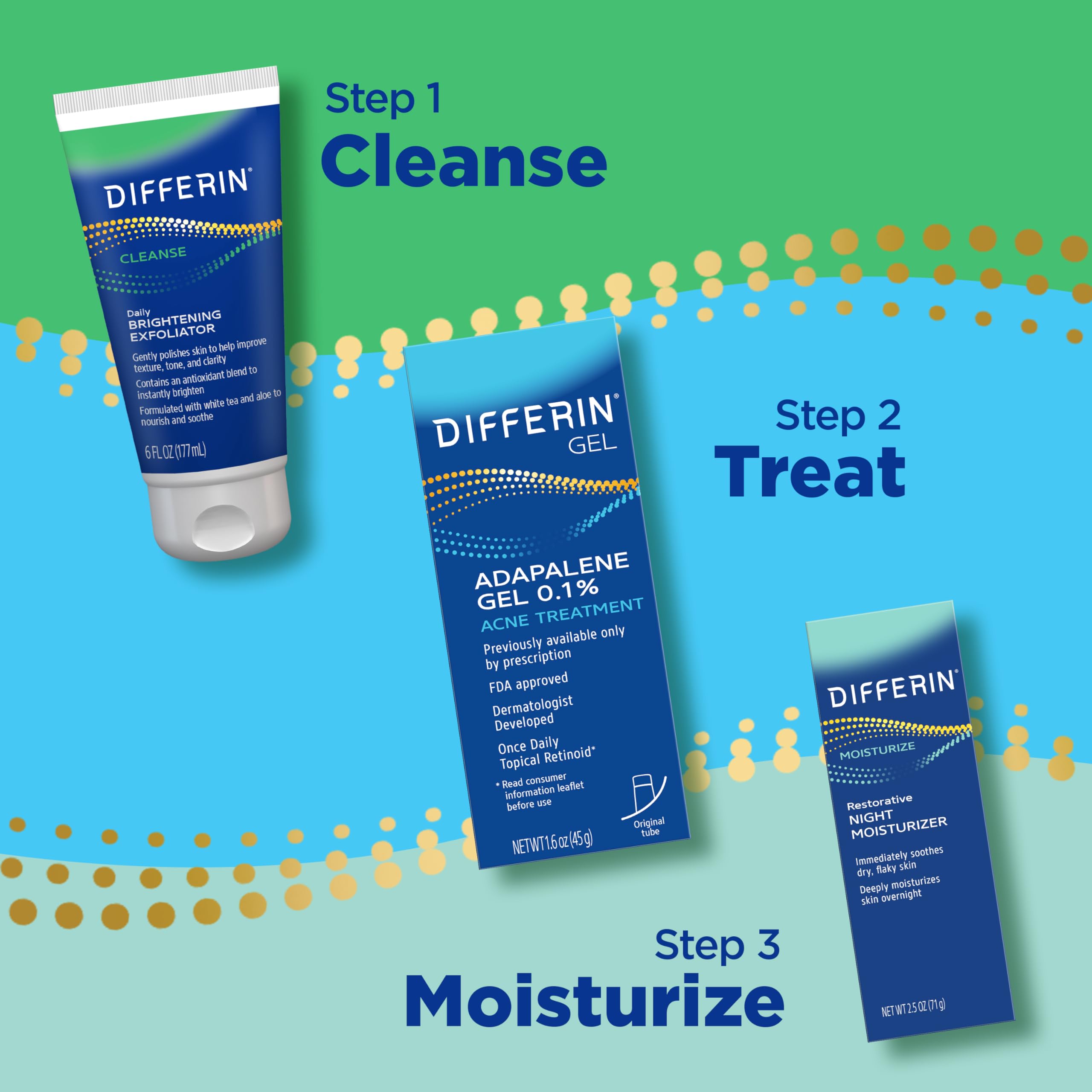 hand holding Differin tube applying product demonstrating simple application