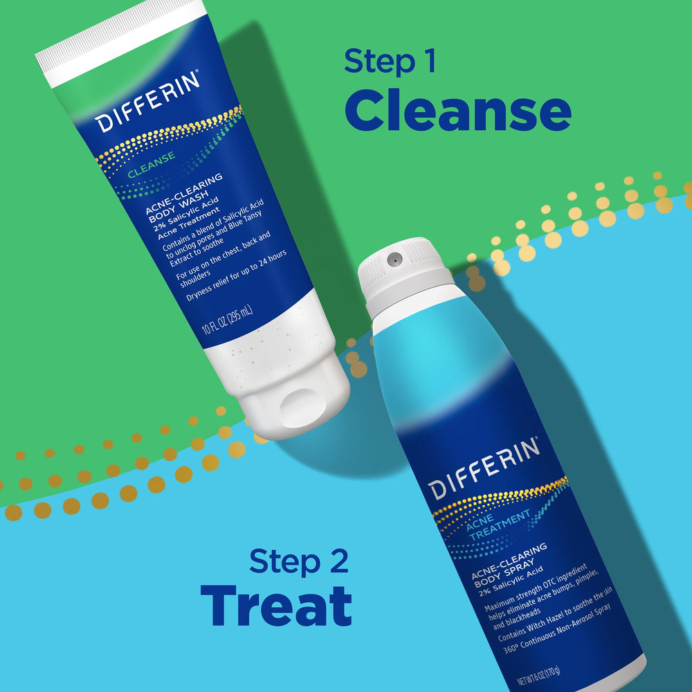 Differin being applied to a back area showing easy reach and coverage