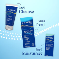 Differin on bathroom counter within skincare routine showing daily-use convenience benefit