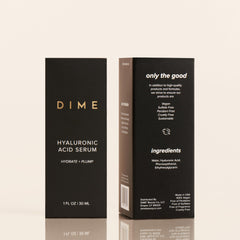DIME on vanity at night paired with moisturizer for layering