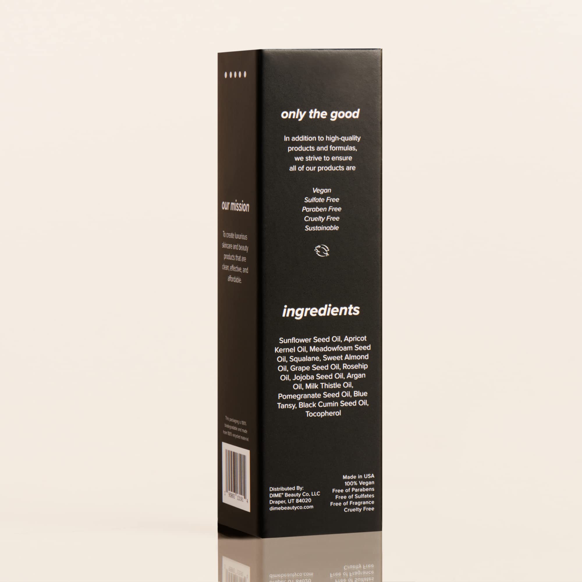Nighttime bathroom counter with DIME oil in routine depicting calming ritual