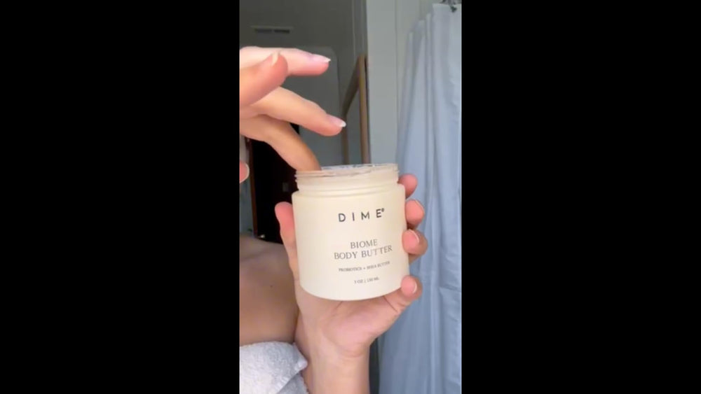 DIME on bathroom shelf in lifestyle scene suggesting daily routine use