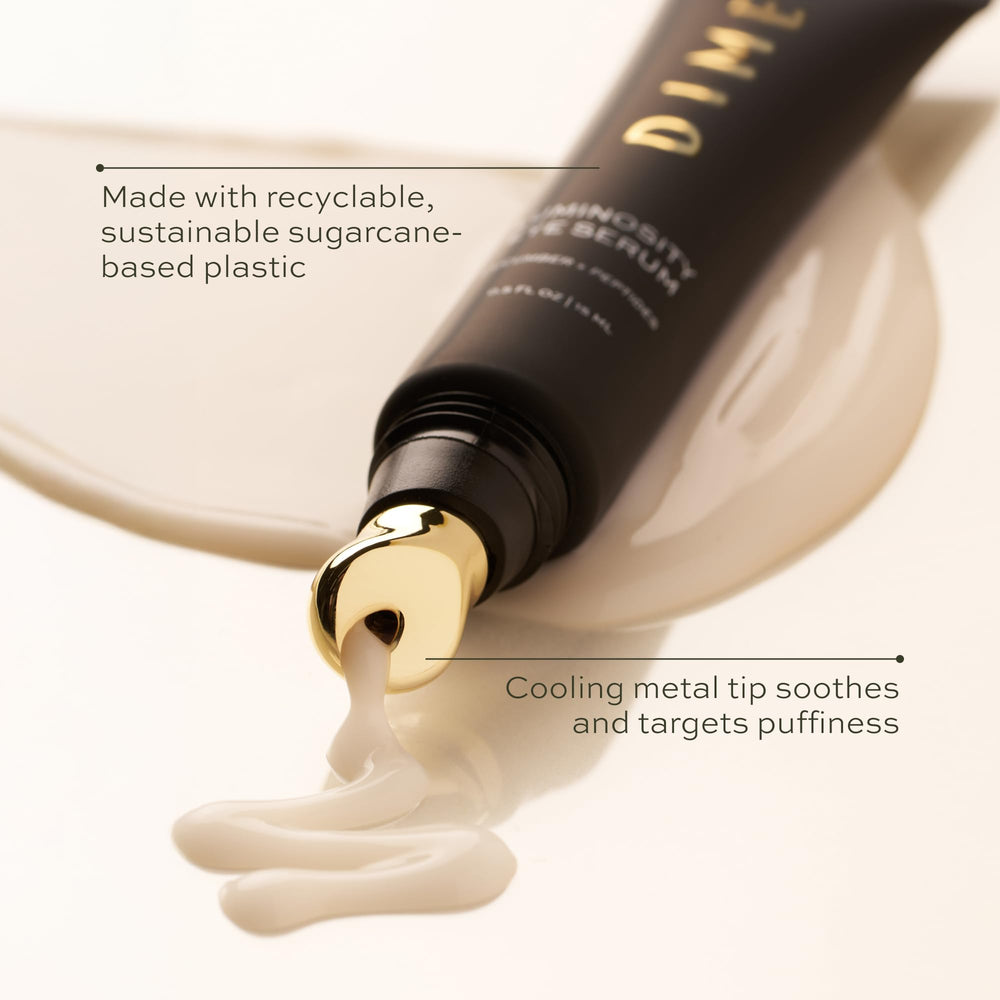 DIME serum applied under eye before makeup for smoothing and priming benefits
