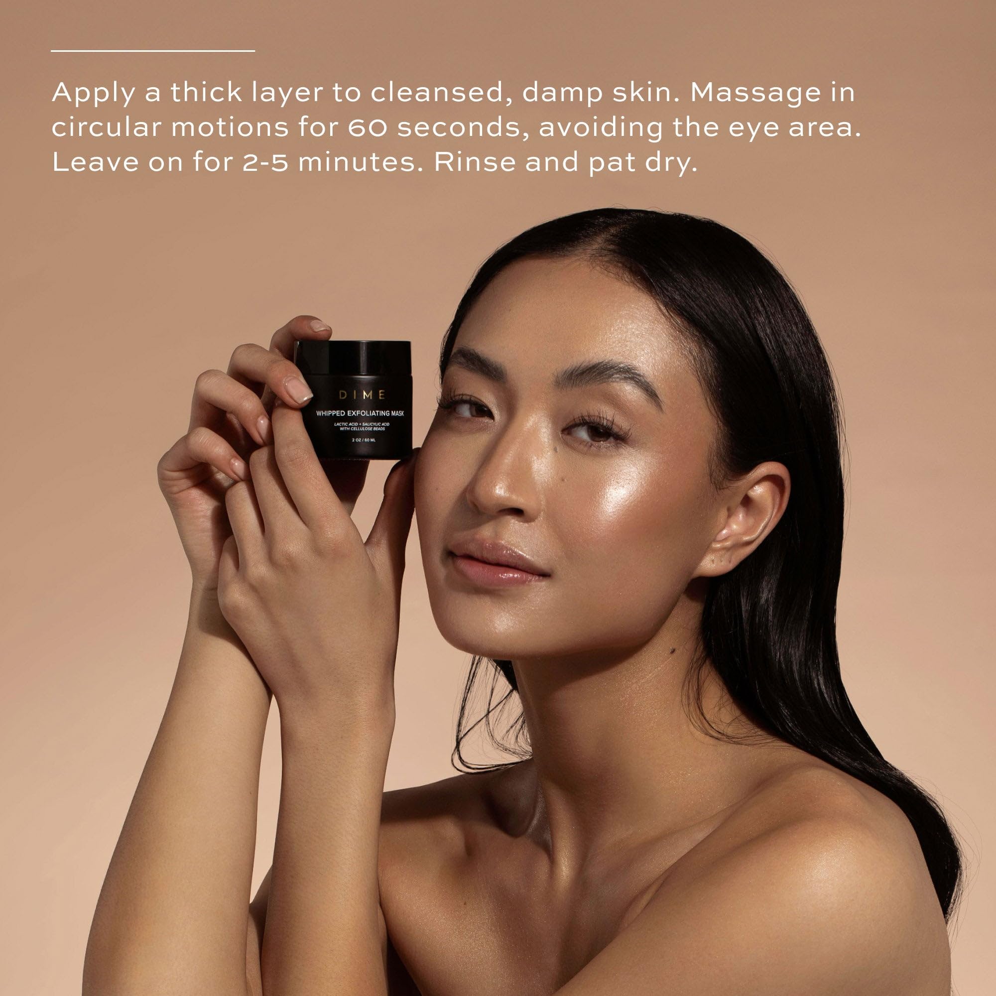 DIME label ingredients closeup communicates clean, vegan formulation