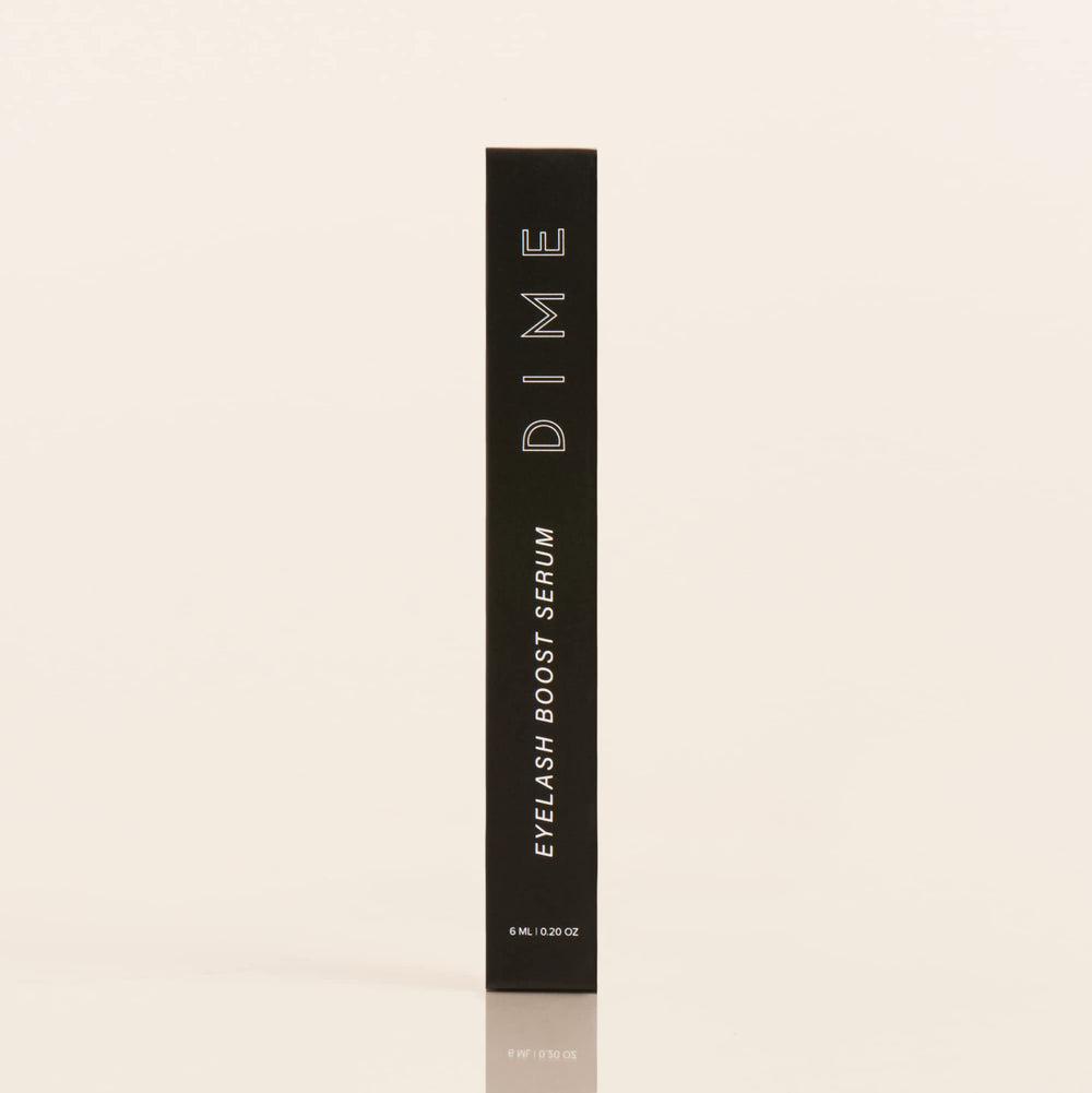 DIME sustainable outer box and label emphasizing clean-beauty packaging