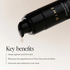 DIME Super Firm ingredients label highlighting peptides and niacinamide