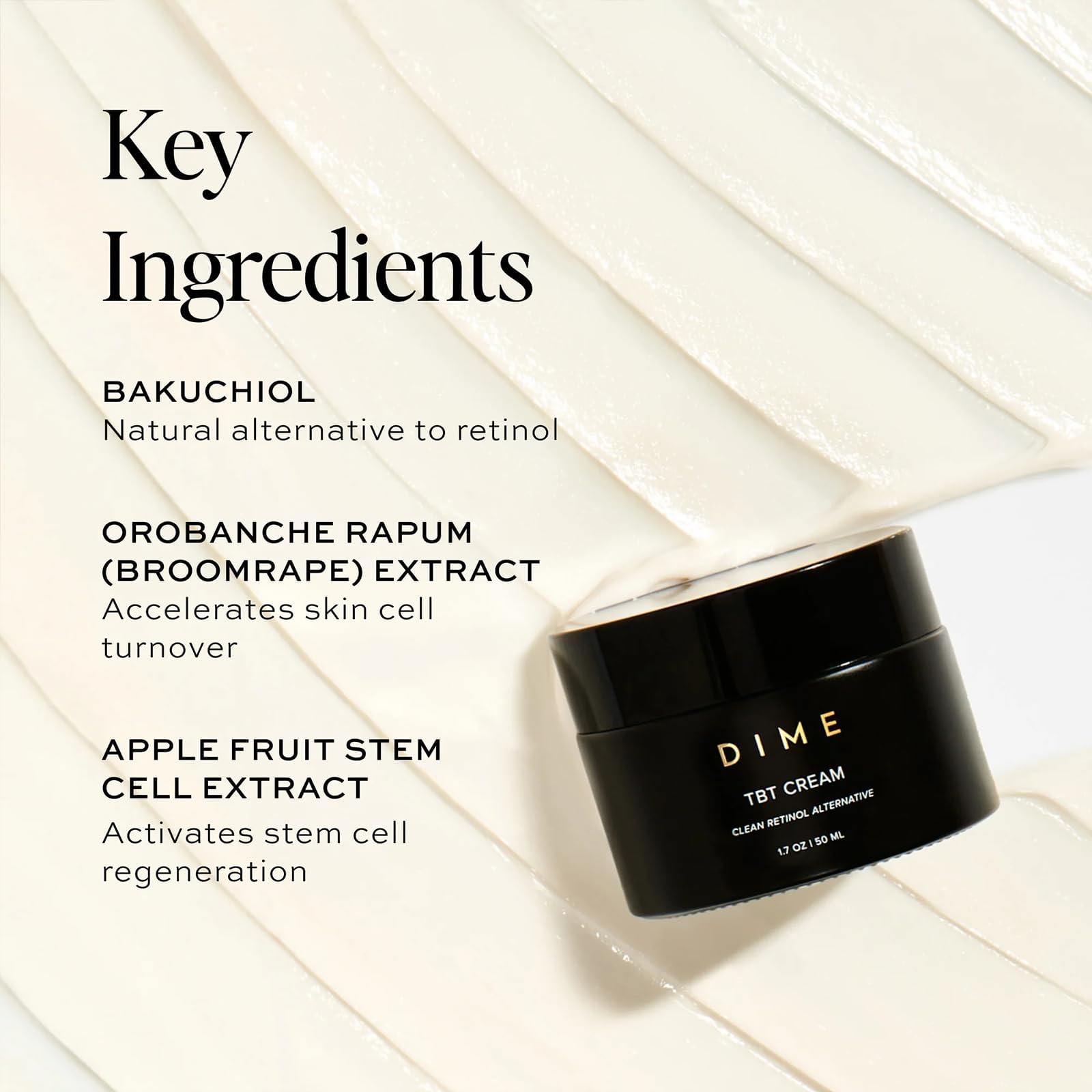 DIME model applying TBT Cream to face demonstrating easy absorption and moisturizer benefit