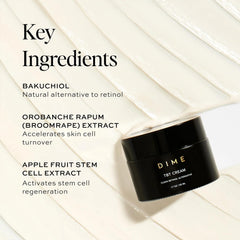 DIME model applying TBT Cream to face demonstrating easy absorption and moisturizer benefit