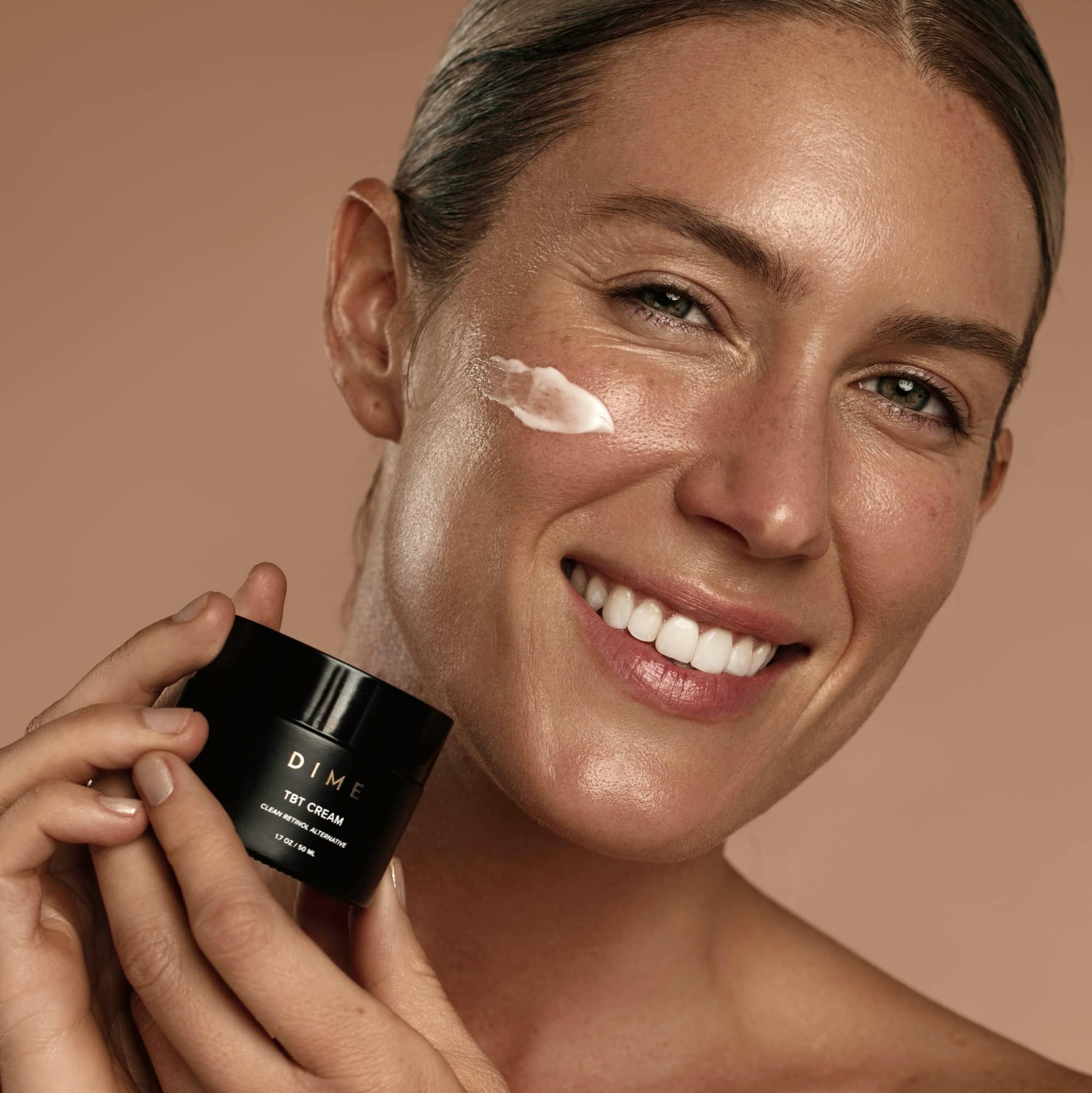 DIME night routine bathroom shelf with TBT Cream showing seamless nightly use benefit