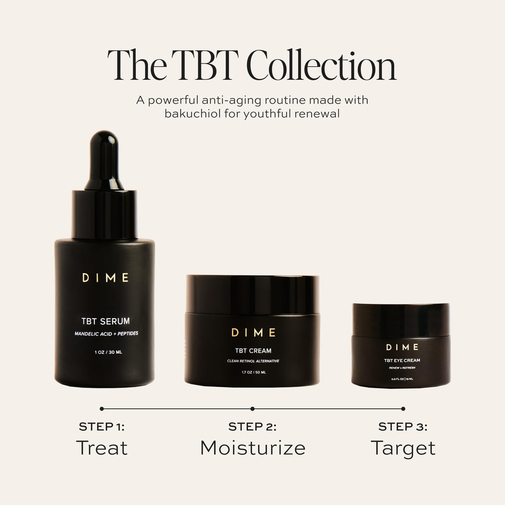 DIME eye cream beside coin to show 0.5 oz compact travel-friendly size