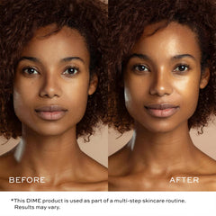 DIME Wonderscreen blended on skin illustrating even coverage and minimal white cast