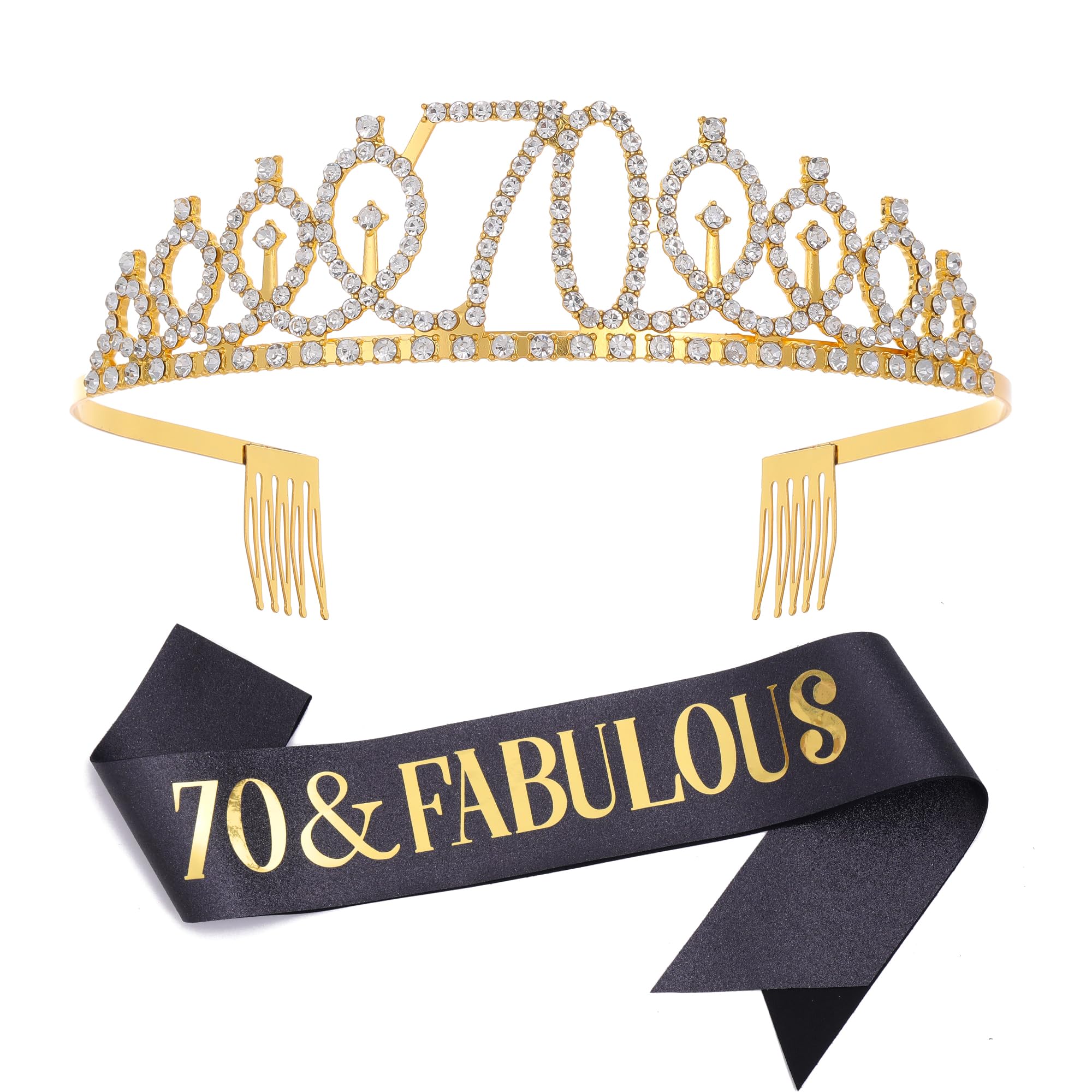 Dimetey sash front display shows elegant black glitter and gold text for celebrant