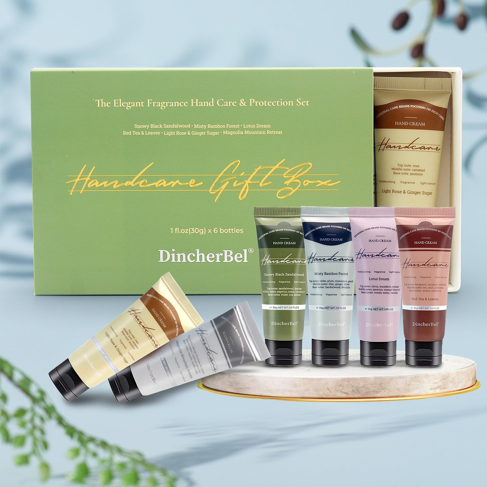 DincherBel tubes inside a travel purse showing portability and on-the-go care benefit