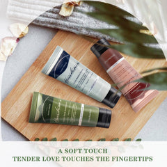 DincherBel six scents arranged flatlay conveying variety and gifting appeal benefit