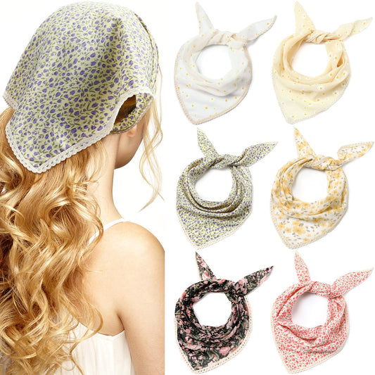 Dingion front view of six floral bandanas, ready to rotate styles