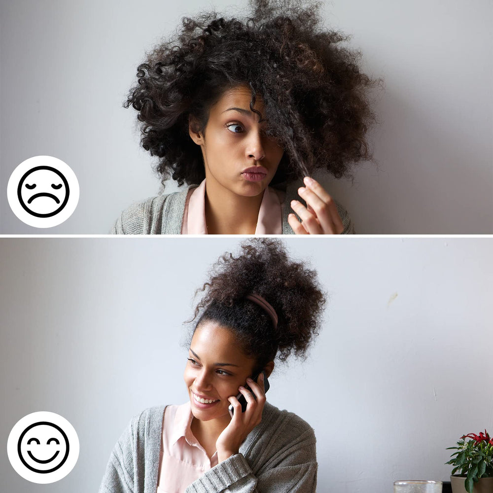 Dingion ponytail on thick curly hair demonstrating secure no-snag hold