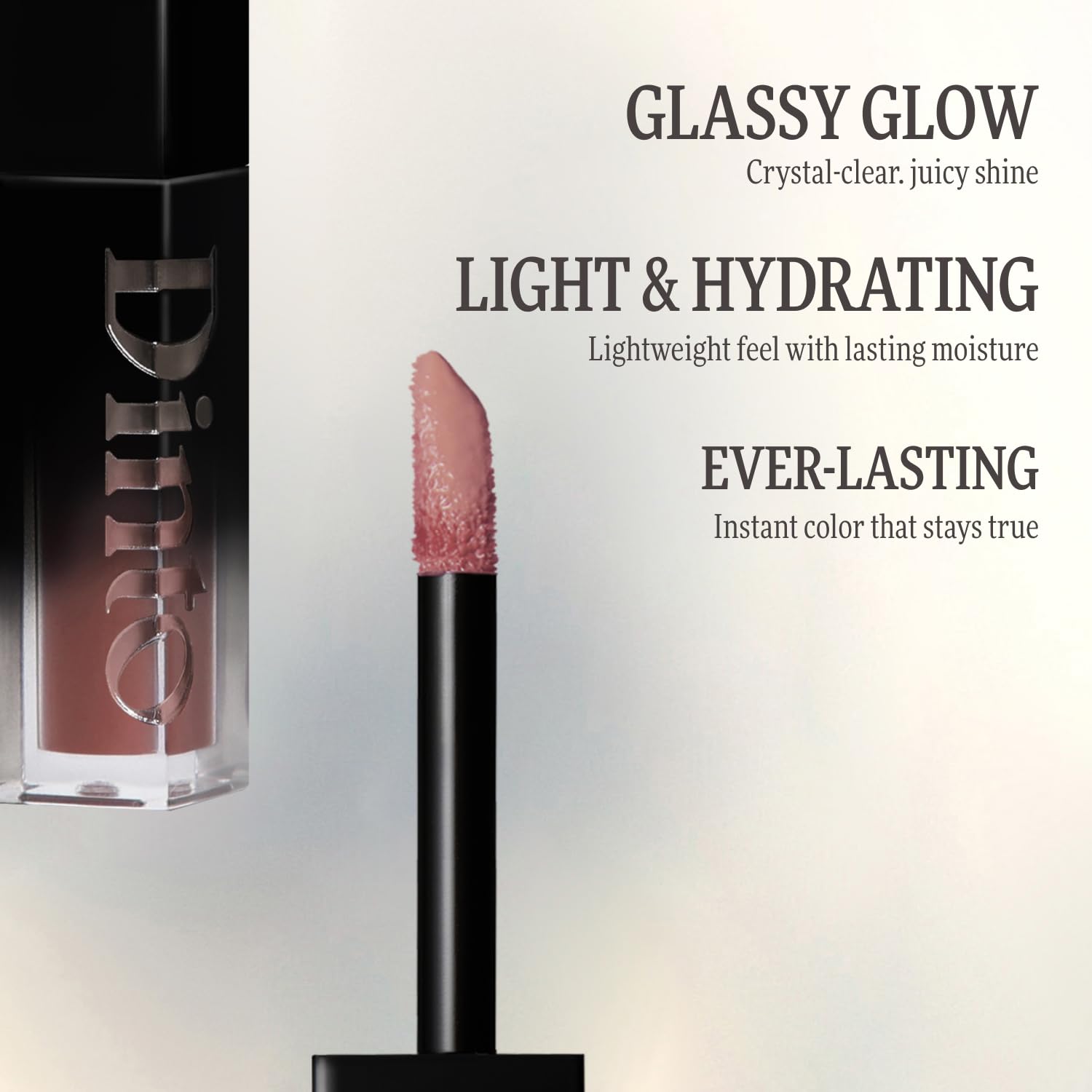 DINTO texture swirl of gloss highlighting dewy, non-sticky finish