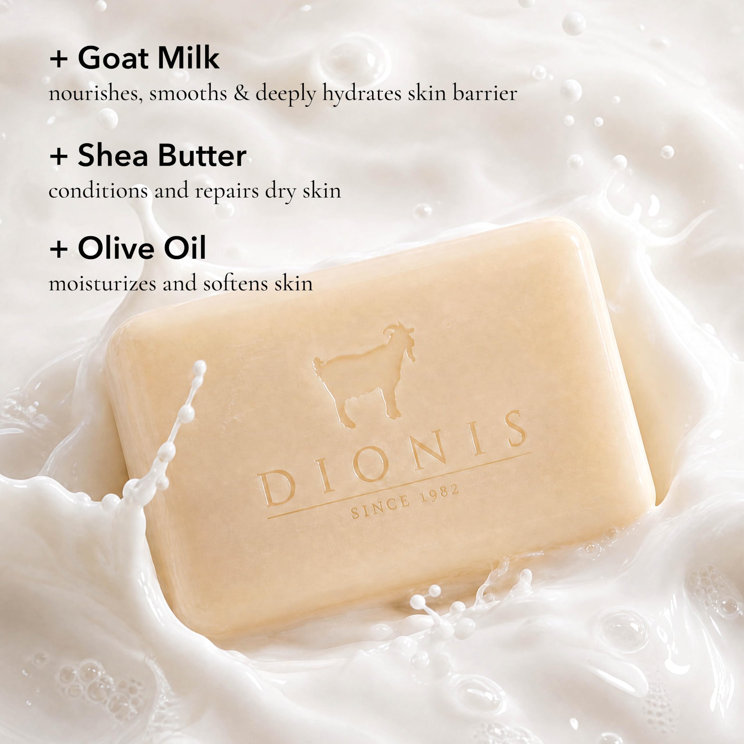 Dionis close-up of soap texture highlighting creamy surface and moisturizing feel