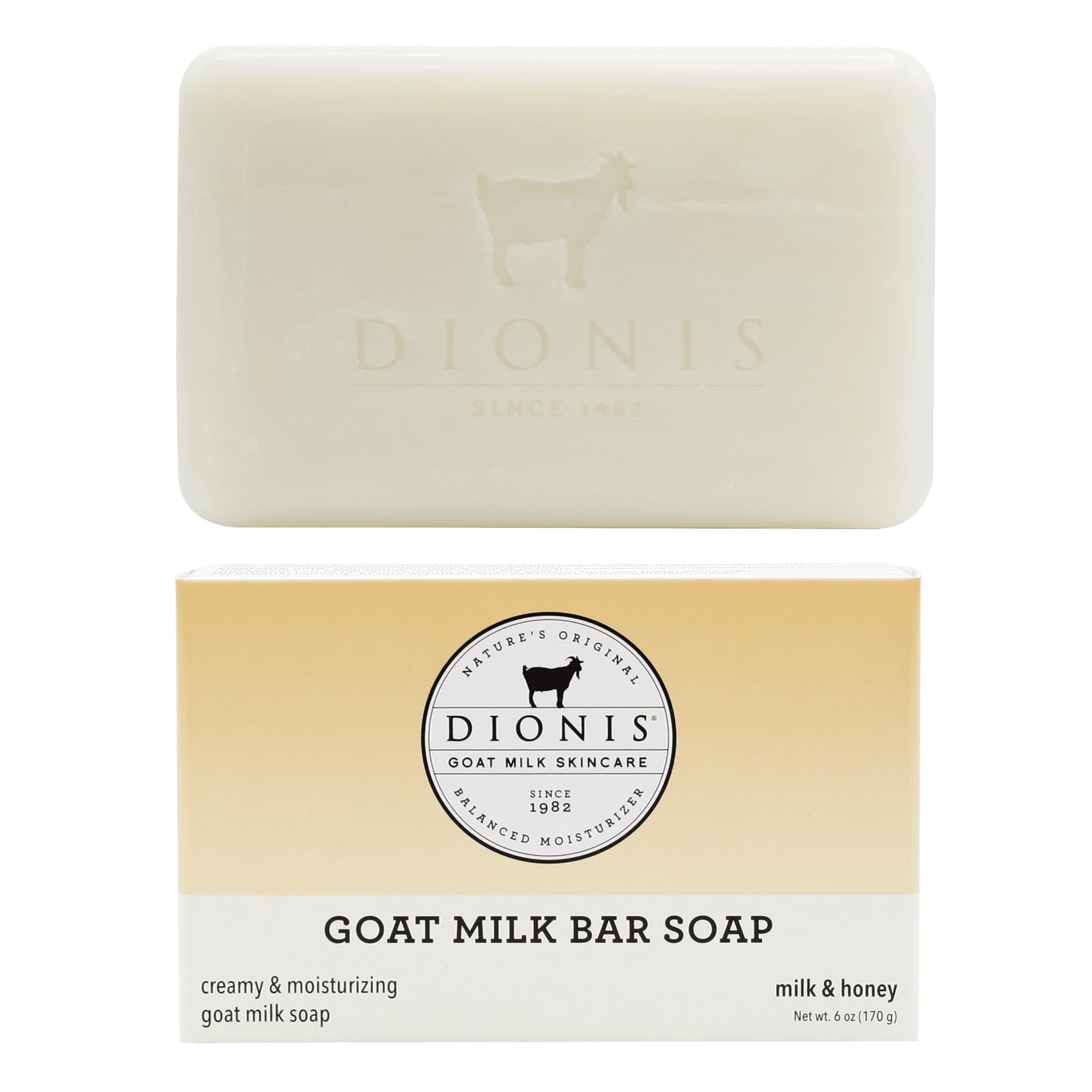 Dionis front packaging showing Milk & Honey bar and brand for clear identification