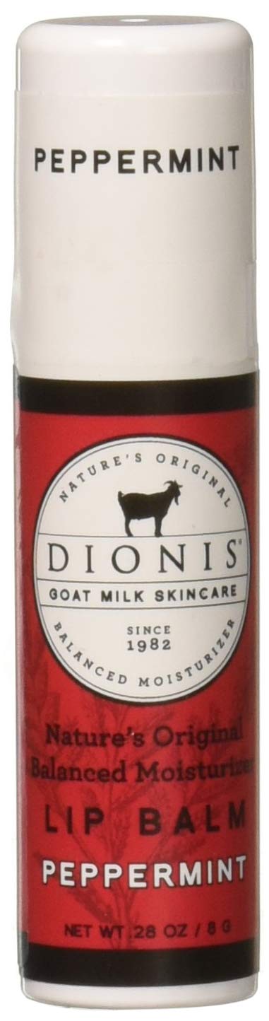 Dionis peppermint lip balm front packaging showing tube and label with fresh look