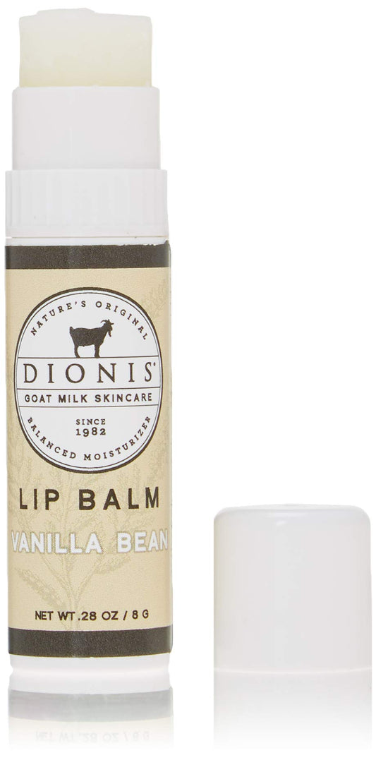 Dionis vanilla bean lip balm front view showing smooth moisturizing finish