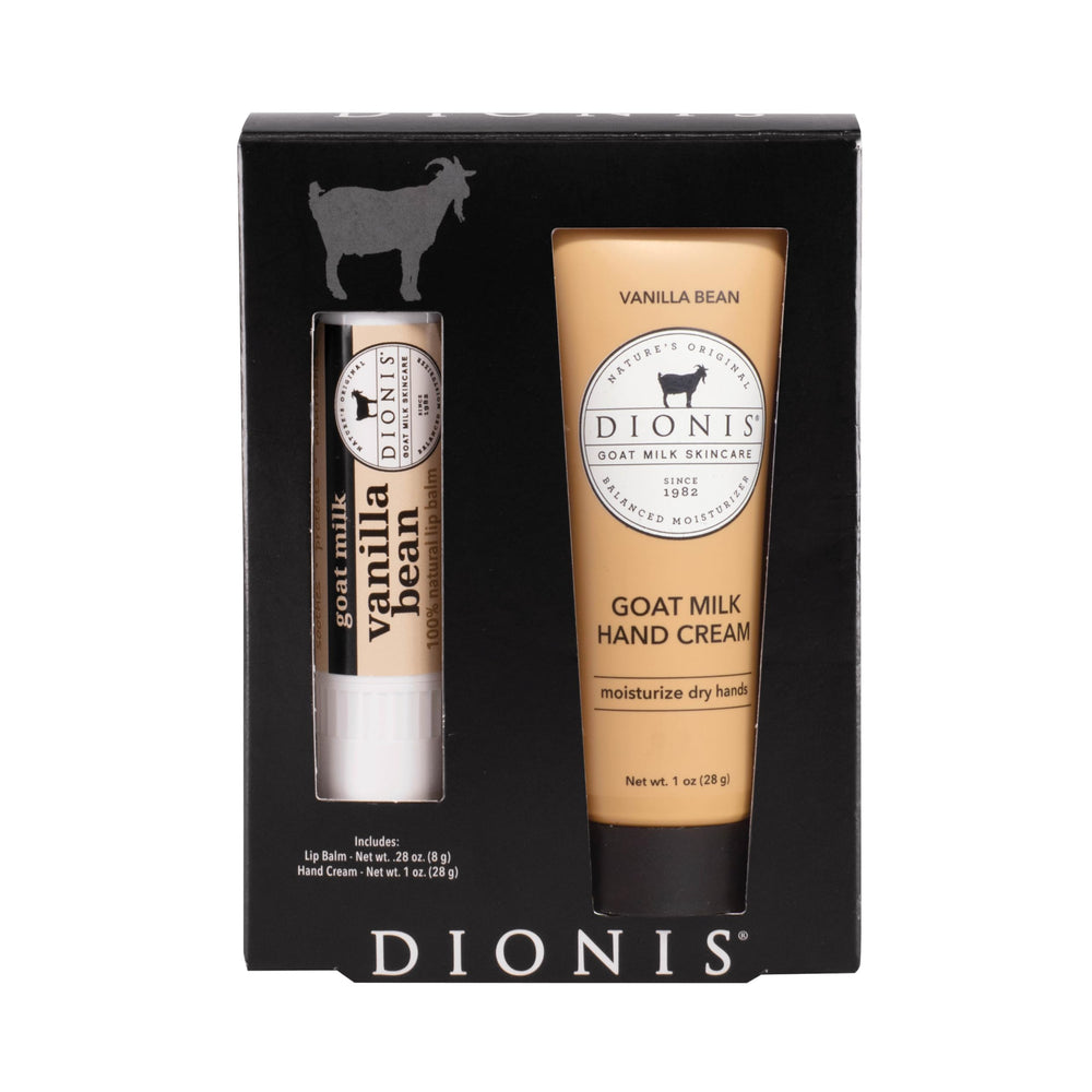 Dionis set front packaging displaying vanilla bean scent and sizes