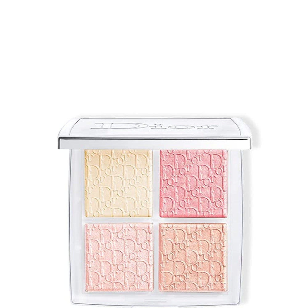 Dior front compact view showing sleek case and three rose gold shades for portable radiance