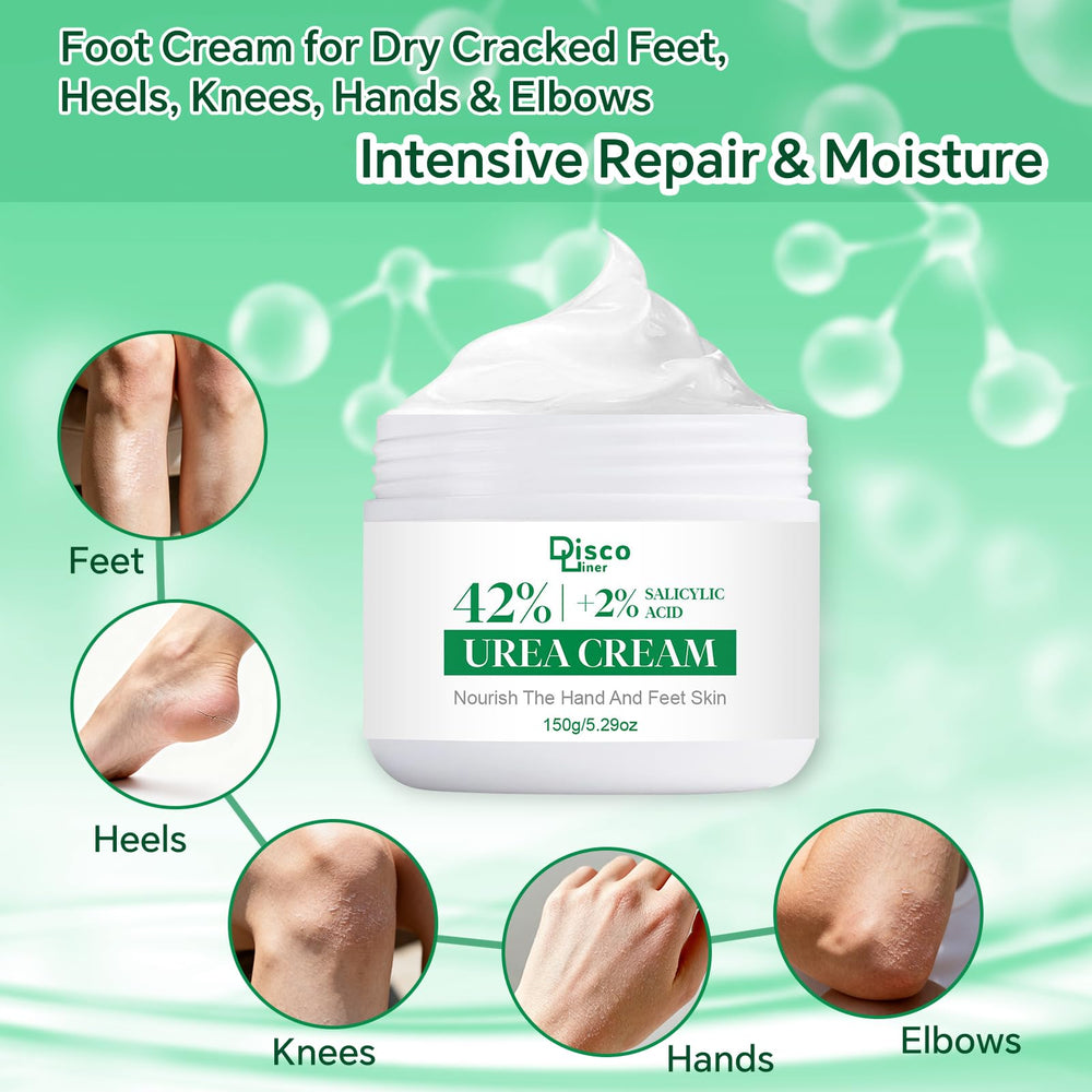 Discoliner applied to heel illustrating targeted treatment and softer skin results