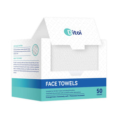 Ditoi front packaging showing 50-count XL disposable face towels for convenience