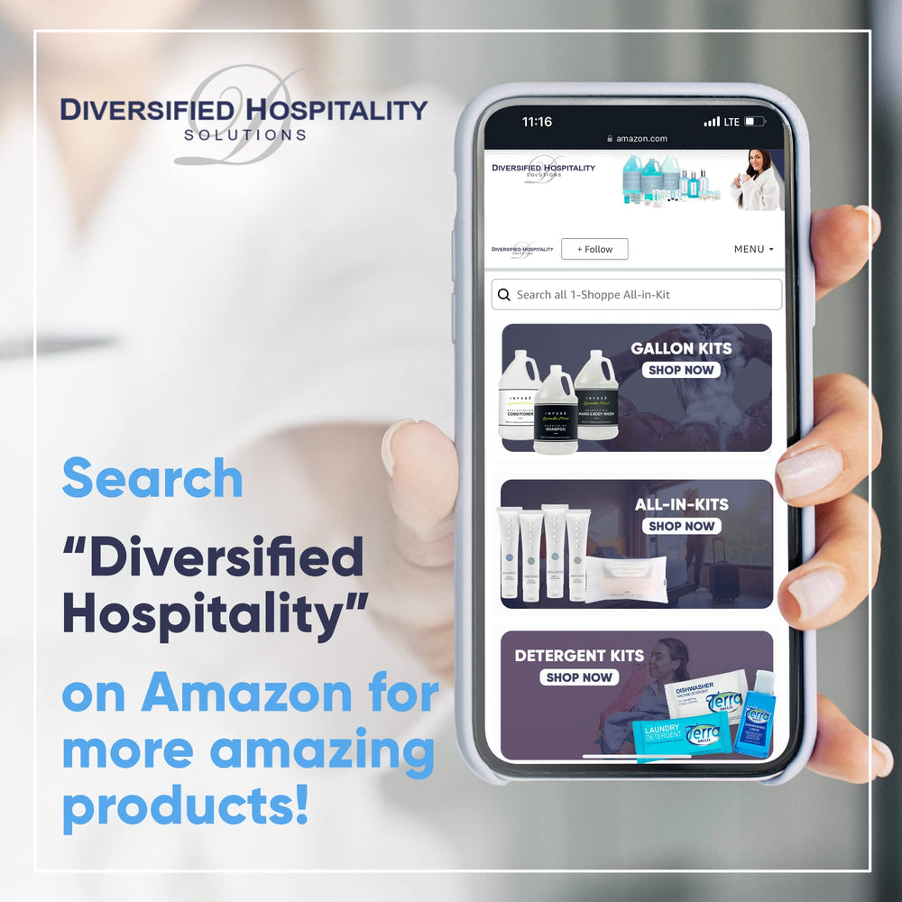 Diversified Hospitality stacked case of 50 wipes to show bulk supply efficiency benefit