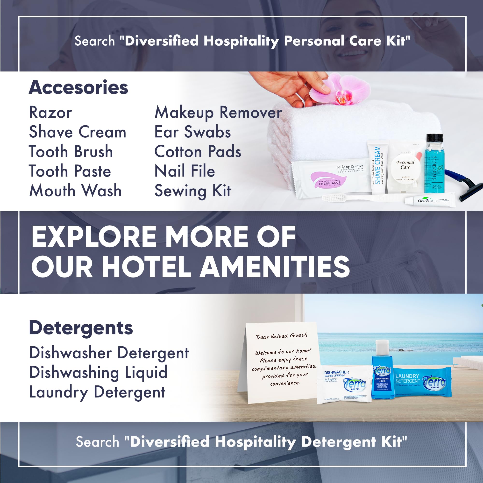 Diversified Hospitality sachet beside a credit card for size comparison and easy storage benefit