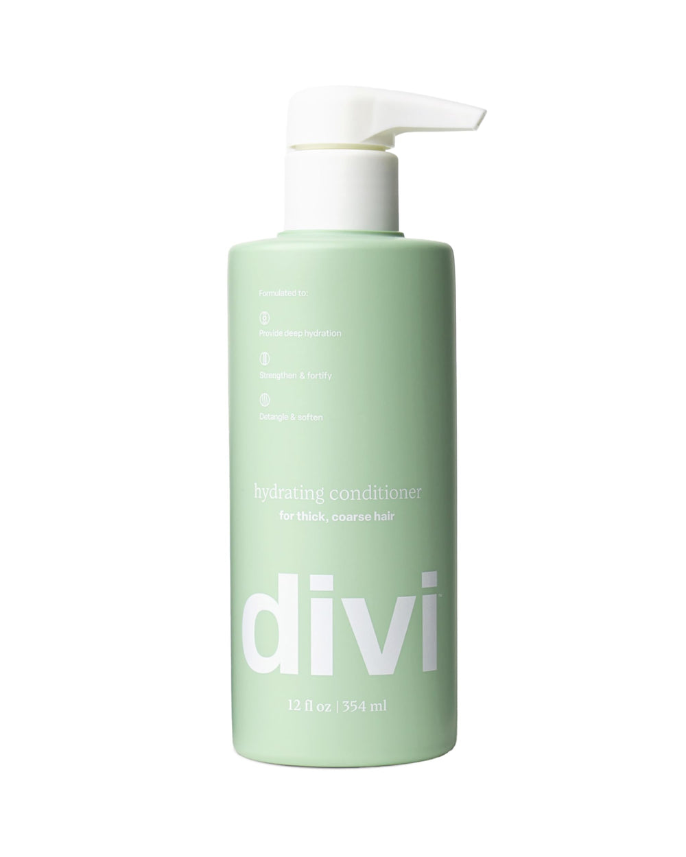 Divi front bottle showing label and size, highlights nourishing benefits