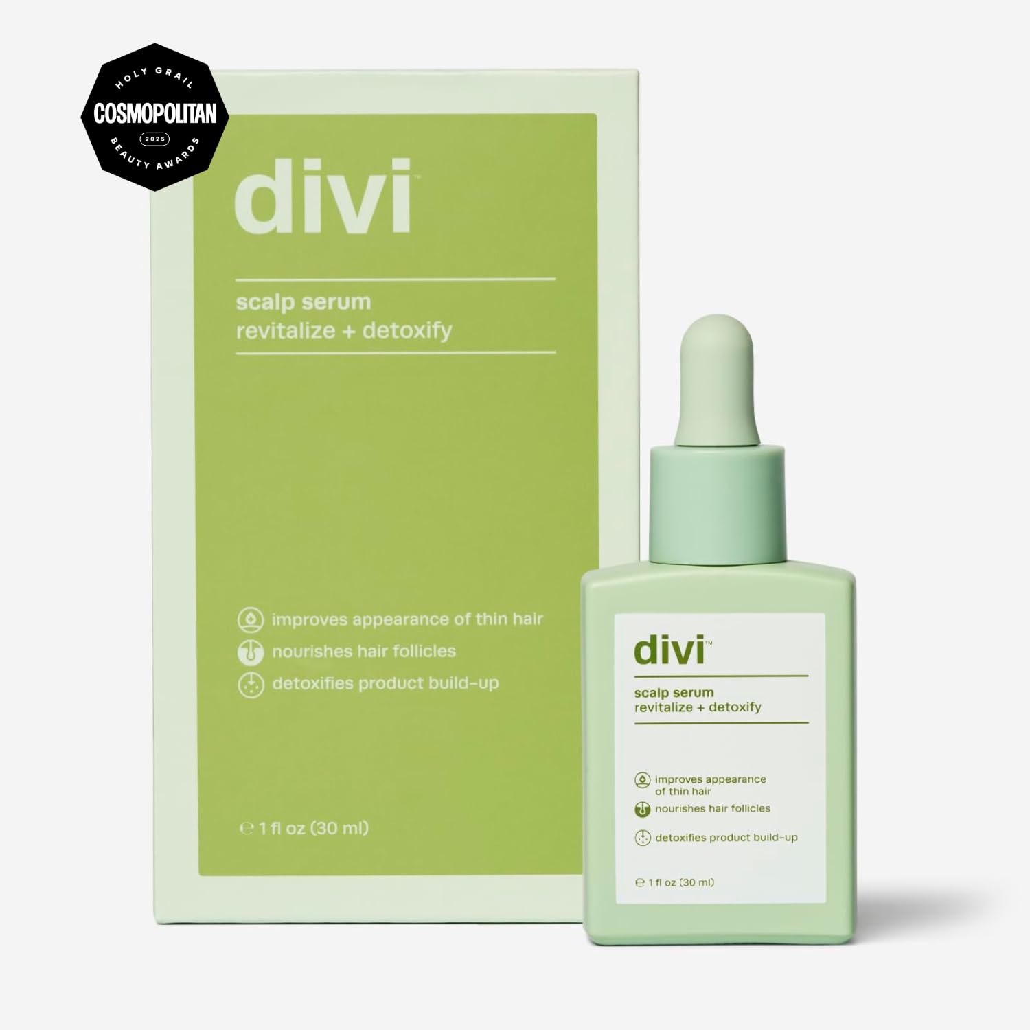 divi scalp serum dropper applying precise drops to scalp for targeted treatment