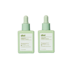 divi scalp serum front packaging showing two 30ml bottles and benefits
