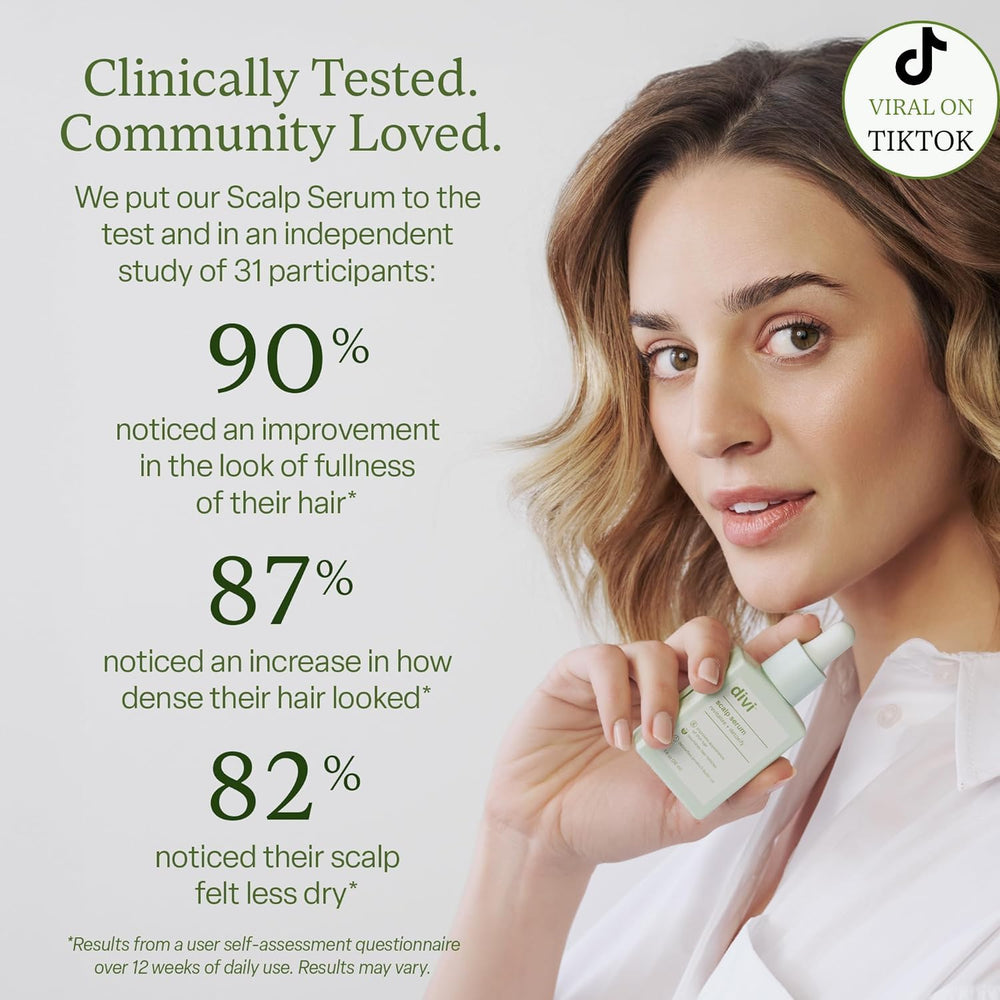 divi scalp serum texture on pipette, lightweight formula visible and clear