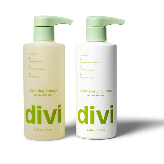 Divi front packaging showing lightweight volumizing set and salon-ready benefits